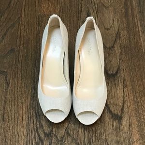 Calvin Klein Linen Peep Toe Heels